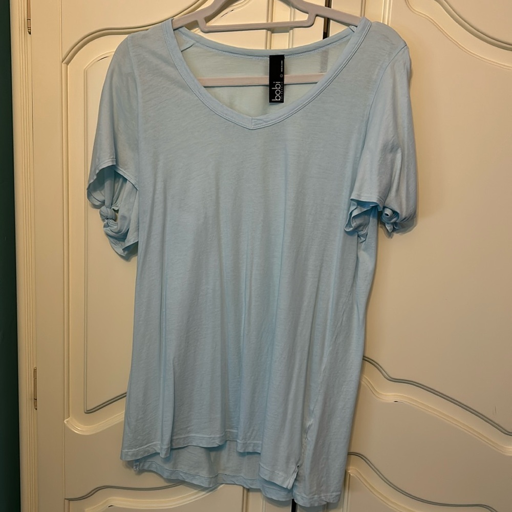Women’s Light Blue Cold Shoulder long T- Shirt Size L
